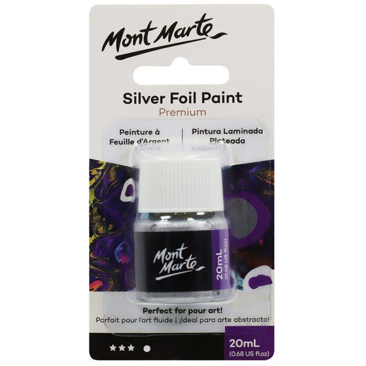 Mont Marte Silver Foil Paint Premium 20ml || ورق رسم فضي مذاب مونت مارت ٢٠ مل