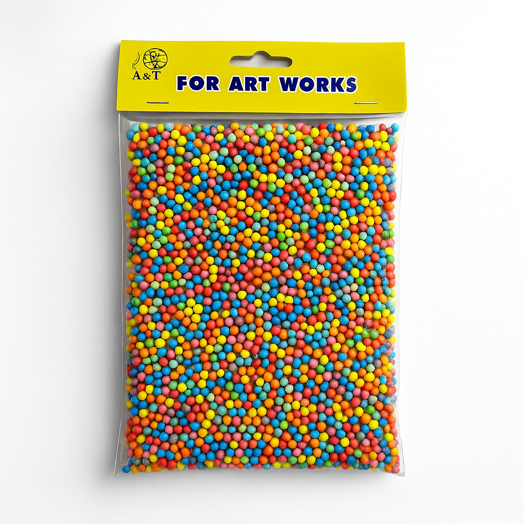 A&T Colorful Foam Balls Mix Colors || علبة فلين كرات ملونة حبيبات اي اند تي