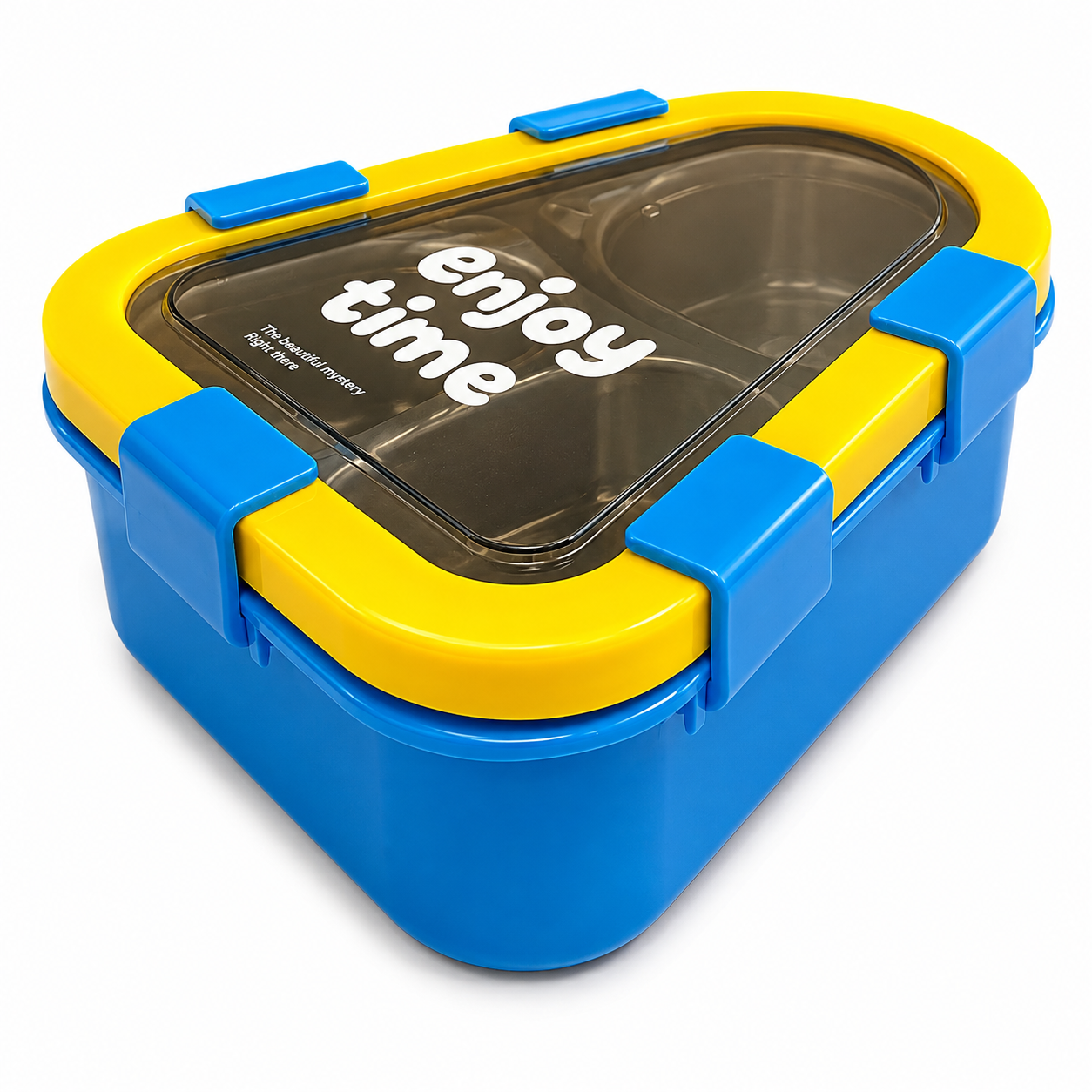 Lunch Box Stainless Steel Triangle 3 Sections Yellow || لانش بوكس ستيل مثلث 3 اقسام اصفر