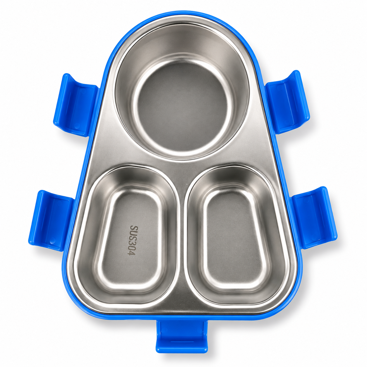Lunch Box Stainless Steel Triangle 3 Sections Yellow || لانش بوكس ستيل مثلث 3 اقسام اصفر