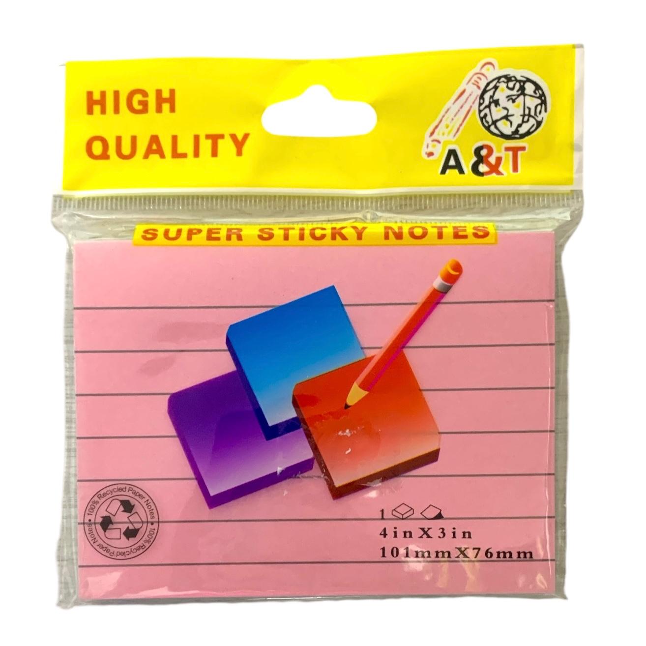 A&T Sticky Note Pastel Colors 4 x 3 || ورق ملاحظات لاصق ستيكي نوت الوان باستيل حجم ٣*٤