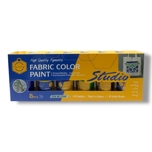 Keep Smiling Fabric Color Paint 6 Colors 25 ml + 1 Palette + 1 Brush || الوان قماش كيب سمايلينج 6 لون 25 مل و باليته و فرشة