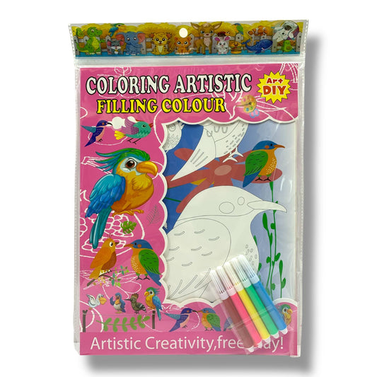 Coloring Artistic Filing Color Birds 6 Pages || دفتر تلوين ورق مقوى كرتون 6 صفحة طيور