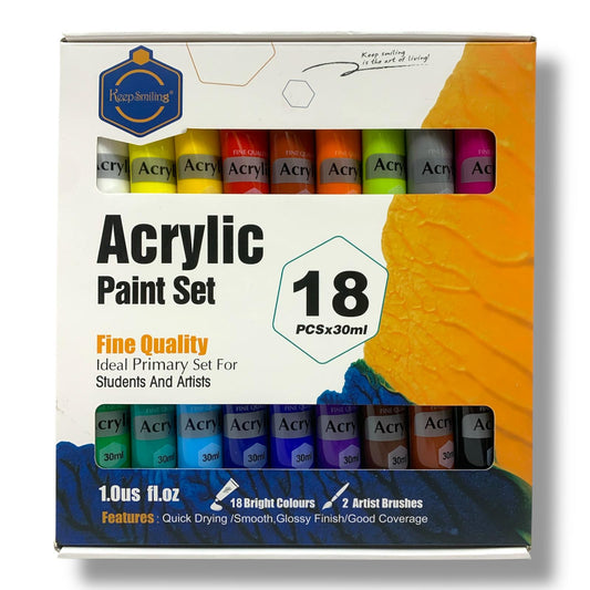 Keep Smiling Acrylic Paint 18 Colors 30ml || الوان اكريليك كييب سمايلينج 18 لون 30 مل