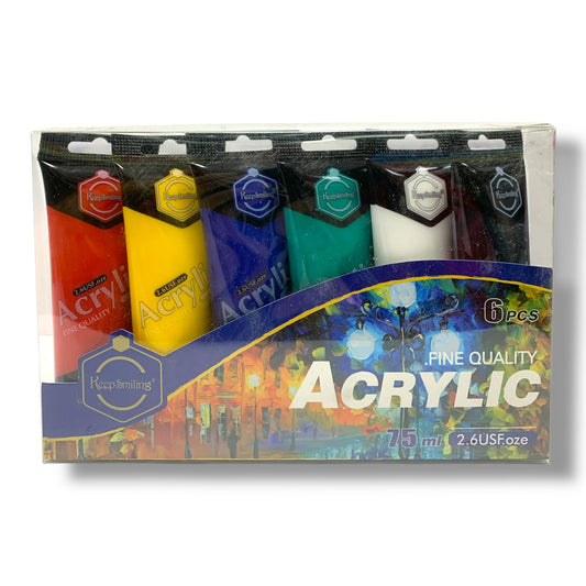 Keep Smiling Acrylic Paint 6 Colors 75 ml || الوان اكريليك كييب سمايلينج 6 لون 75 مل 