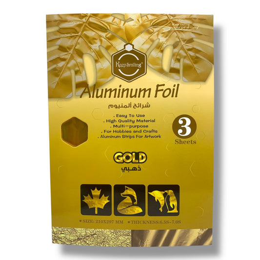 Keep Smiling Aluminum Foil 3 Sheets Gold Color || شرائح المنيوم 3 قطعة لون ذهبي