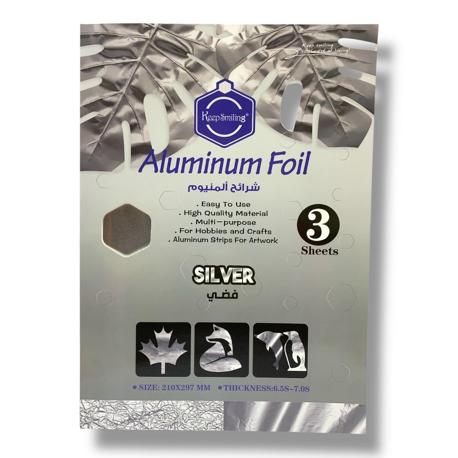 Keep Smiling Aluminum Foil 3 Sheets Silver Color || شرائح المنيوم 3 قطعة لون فضي