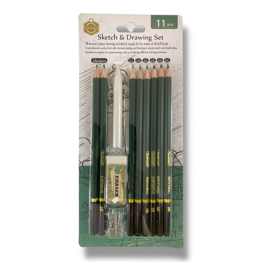Keep Smiling Sketch Drawing Set 11 pcs || مجموعة اقلام رسم و سكتش 11 قطعة