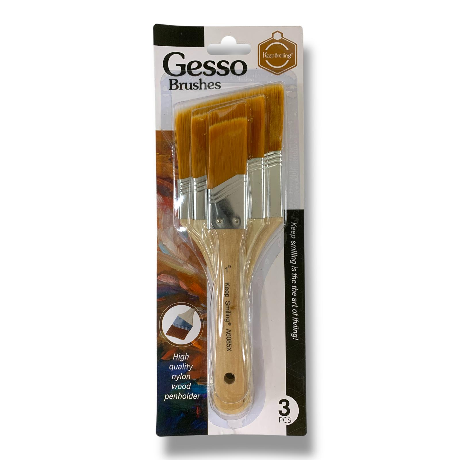 Keep Smiling Gesso Soft Brushes 3 pcs || مجموعة فرش جيسو ناعمة 3 حبة