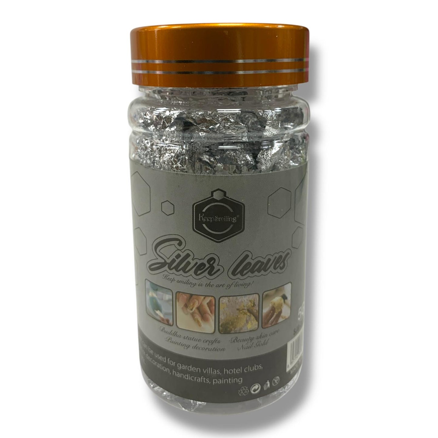 Keep Smiling Silver Leaves || رقائق معدنية كيب سمايلينج لون فضي