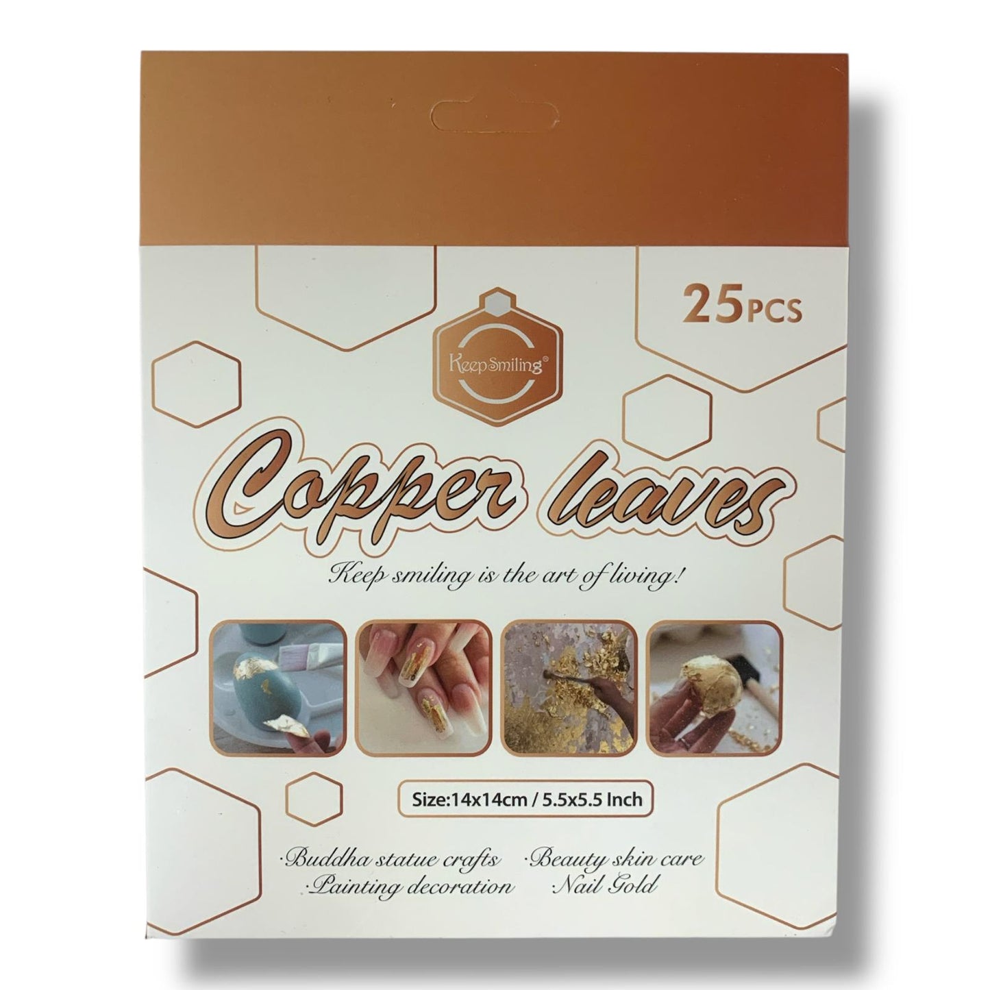 Keep Smiling Copper Leaves 25 Pcs || ورق نحاس 25 ورقة