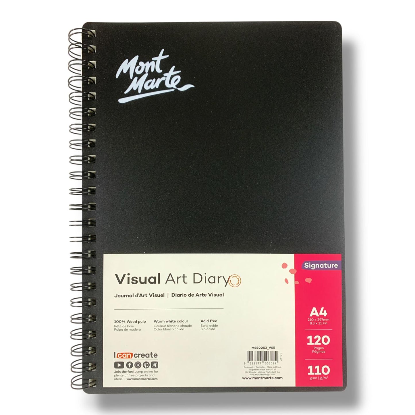 Mont Marte Visual Art Diary A4 Size 120 Pages 110 gsm || دفتر سكتش مونت مارت حجم اي فور 120 ورقه سماكة 110 جرام