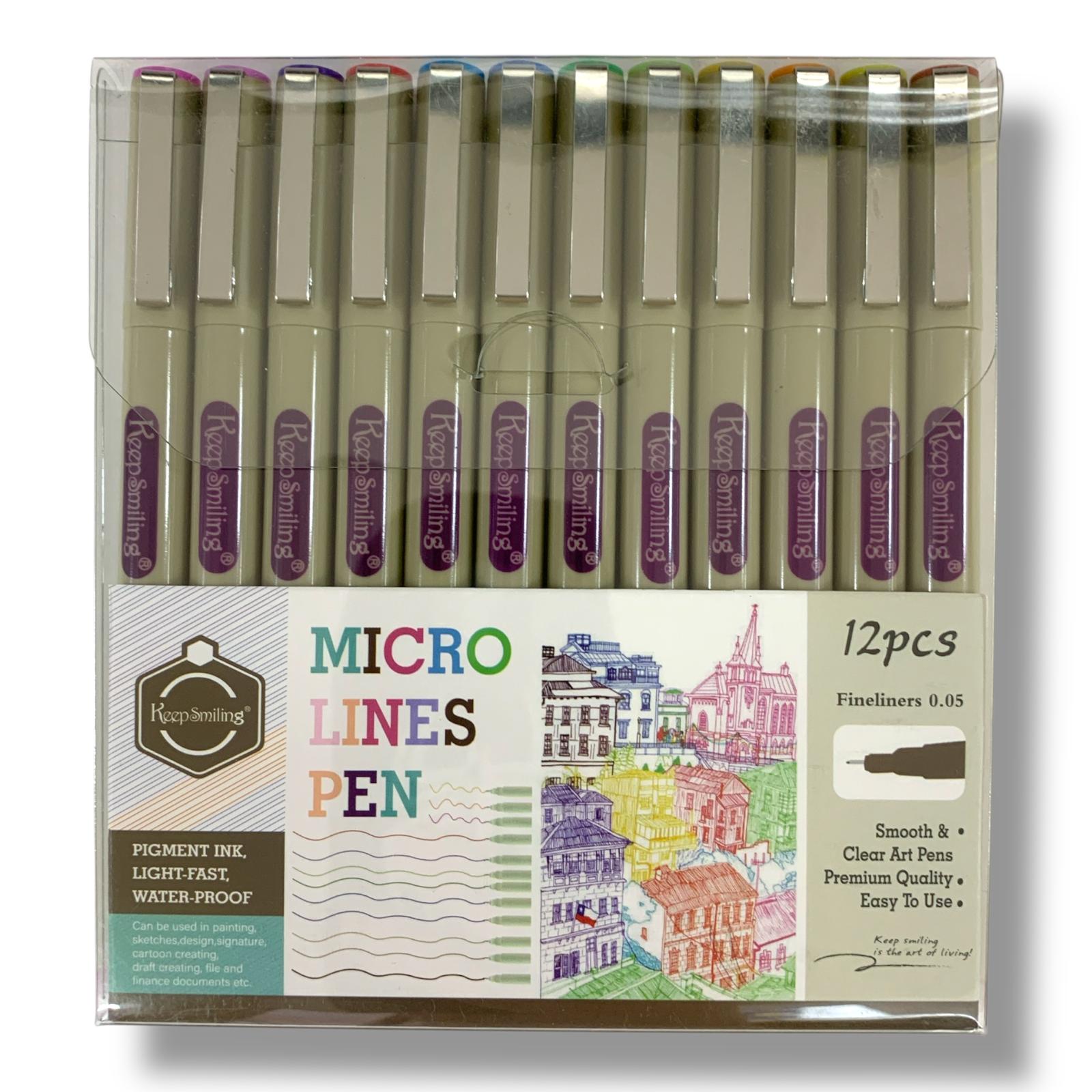 Keep Smiling Colored Micron Pens 0.05 mm 12 Colors || كيب سمايلينج اقلام مايكرون قياس 0.05 مل 12 لون