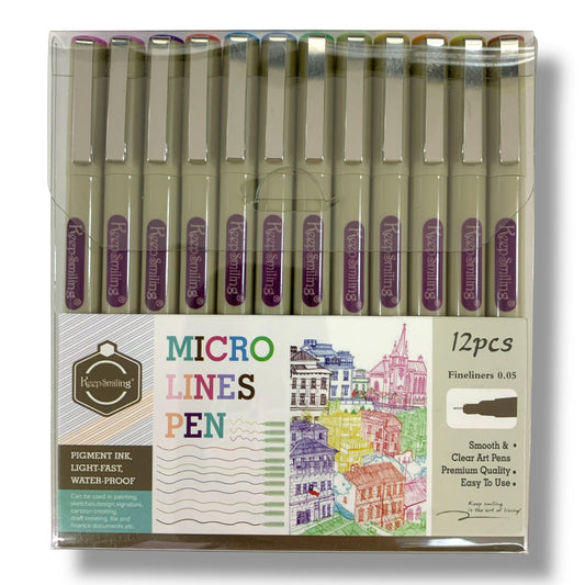 Keep Smiling Colored Micron Pens 0.05 mm 12 Colors || كيب سمايلينج اقلام مايكرون قياس 0.05 مل 12 لون