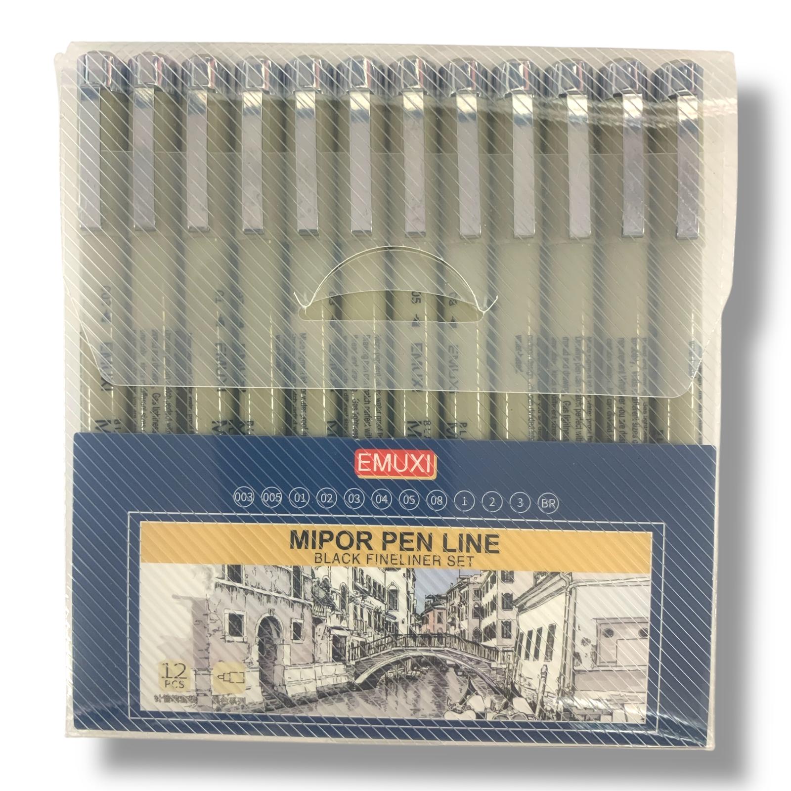 Keep Smiling Micron Pens Black ink 12 Pens Assorted Tip Sizes || اقلام مايكرون حبر اسود احجام رئوس مختلفة 12 قلم