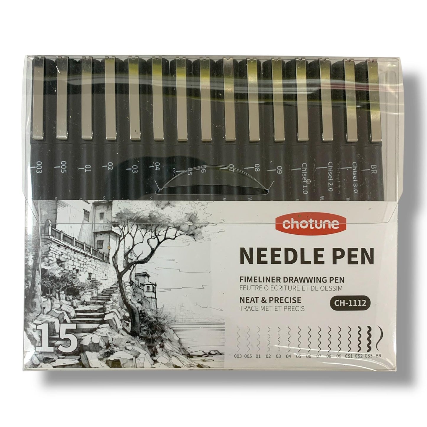 Keep Smiling Micron Pens Black ink 15 Pens Assorted Tip Sizes || اقلام مايكرون حبر اسود احجام رئوس مختلفة 15 قلم