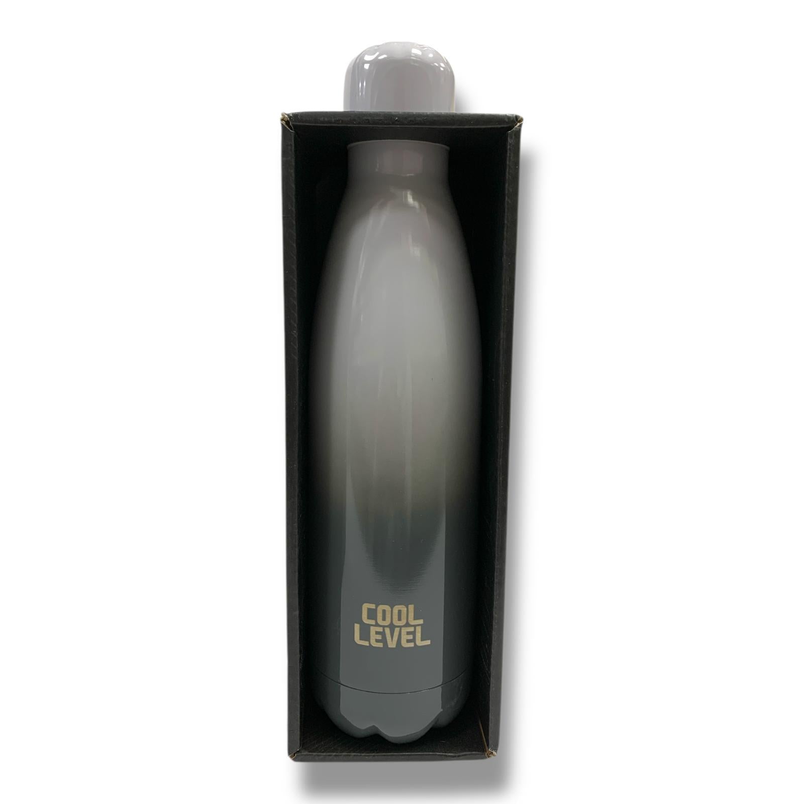Cool Level Water Bottle 500 ml Double Steel Insulated Silver Gradient || مطارة ماء كول ليفيل دبل ستيل عازلة للحرارة و البرودة 500 مل رمادي مدرج