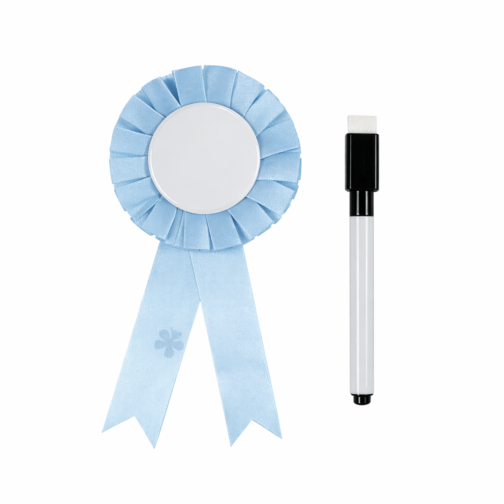 Blue Customizable Award Ribbon with Marker || ريبون تكريم مع قلم لون ازرق