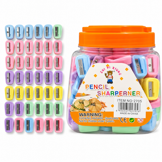 48-piece set of pastel pencil sharpeners || طقم برايات باستيل 48 حبة درام شفاف