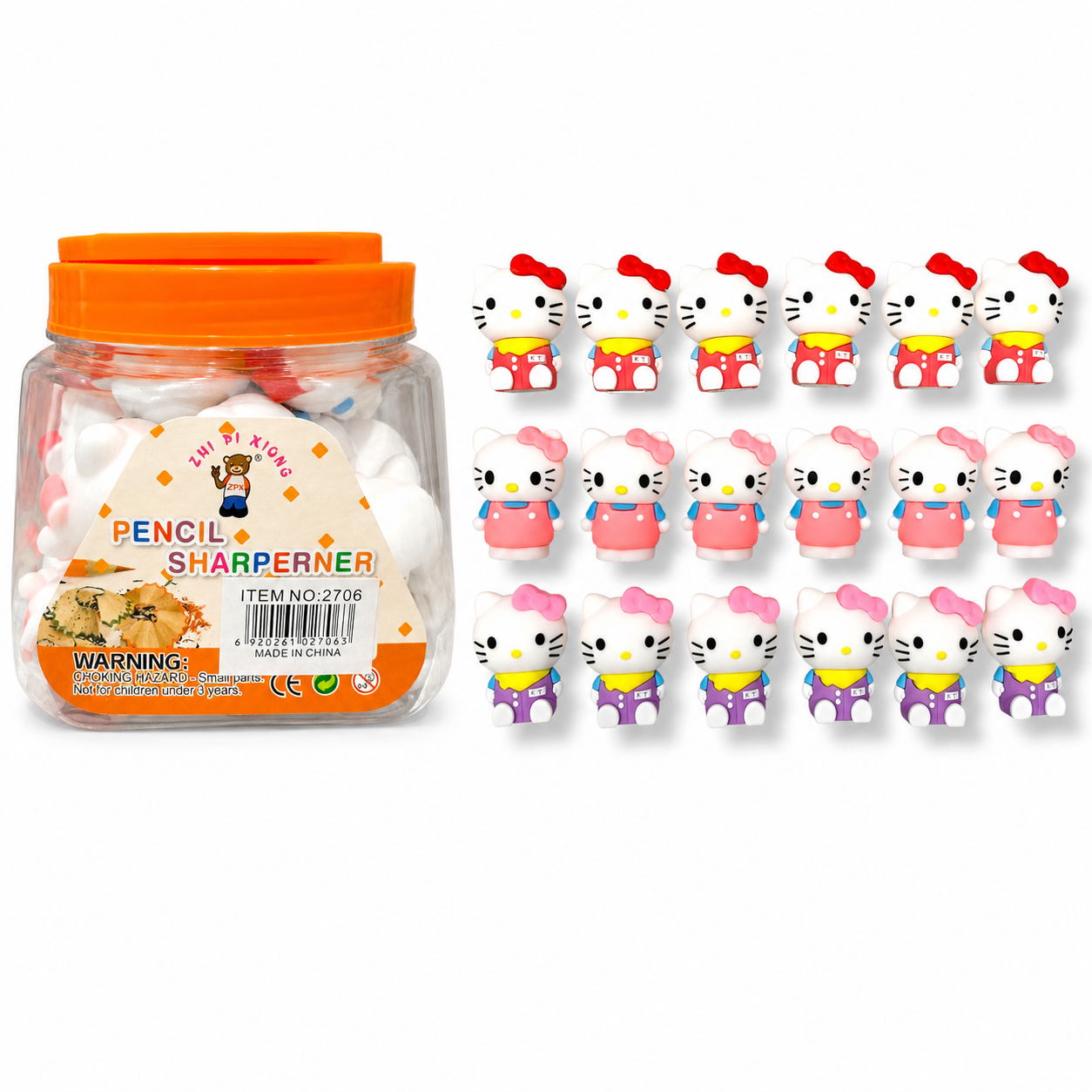 A&T Stationery Package Hello Kitty Sharpener 18 Pcs || مجموعة قرطاسية أطلس برايات هيلو كيتي 18 قطعه