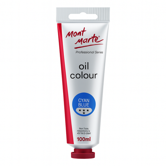 Mont Marte Premium Oil Paint 100 ml Cyan Blue  || الوان زيتية احترافية مونت مارت ١٠٠ مل لون ازرق سيان