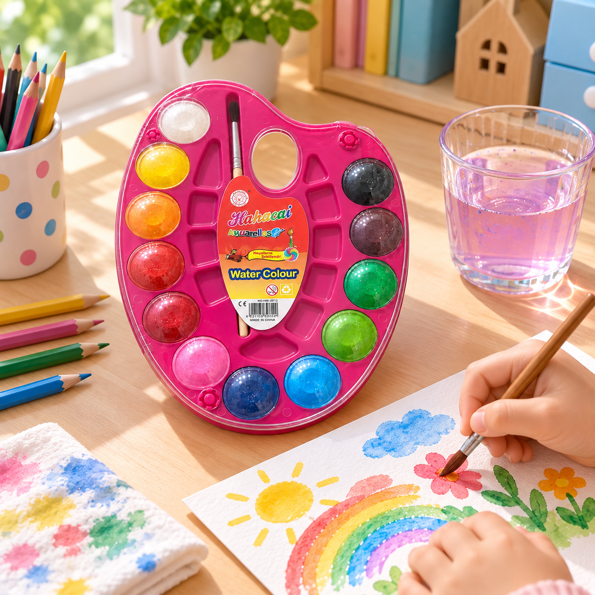 Hahacai Water Colour Palette Set lifestyle photo || طقم ألوان مائية هاهكاي