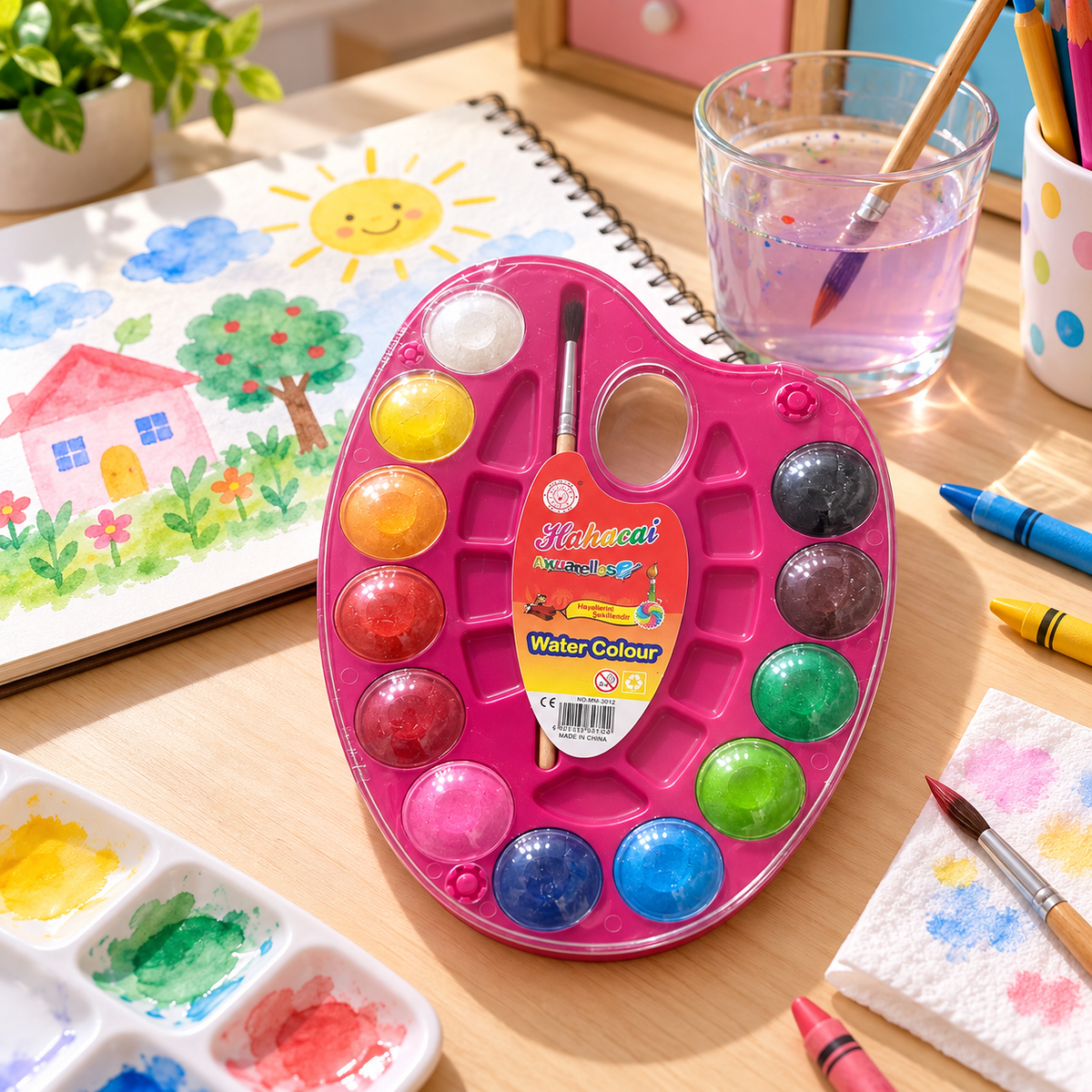 Hahacai Water Colour Palette Set lifestyle photo || طقم ألوان مائية هاهكاي