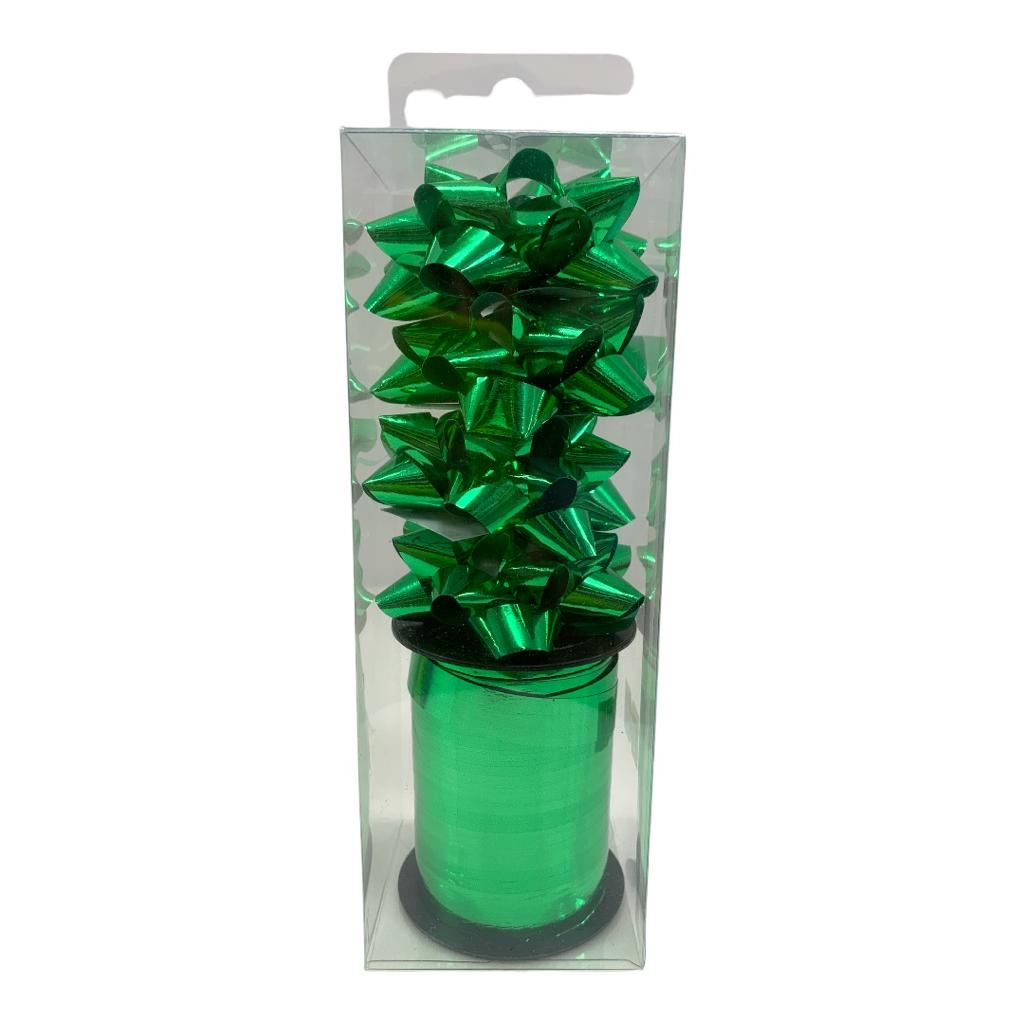 Green Shining Ribbon and Bow Pack || شريط ريبون و زهرية لامع لون اخضر