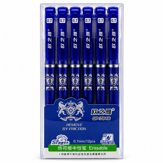 A&T Offer Pack Erasable Pens 0.7 Tip Blue 12 Pcs || باكيت اقلام حبر ازرق ماسحة 12 حبة راس 0.7