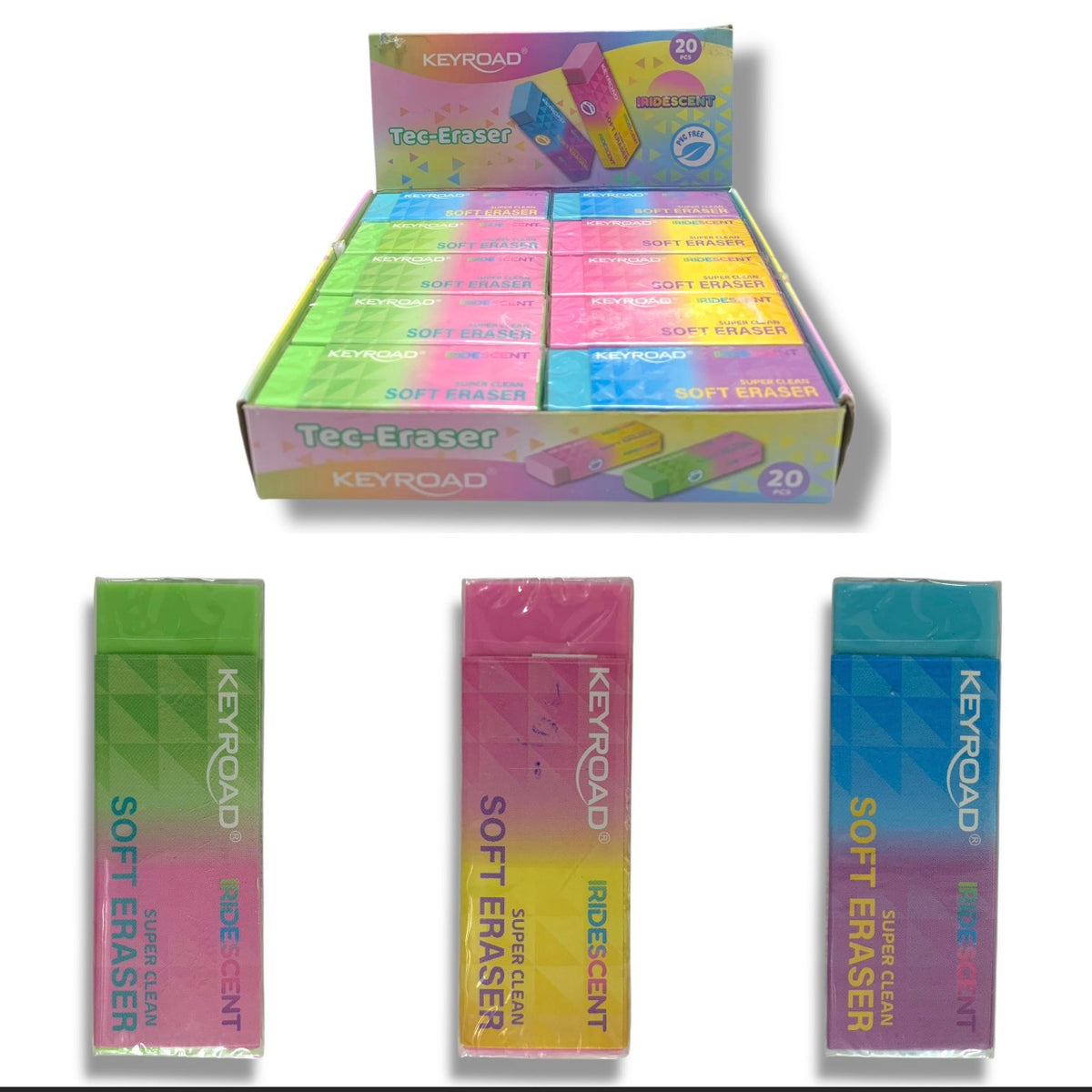 Keyroad Iridescent Super Clean Soft Eraser Assorted Color || محاية كي رود ناعمه الوان متنوعة