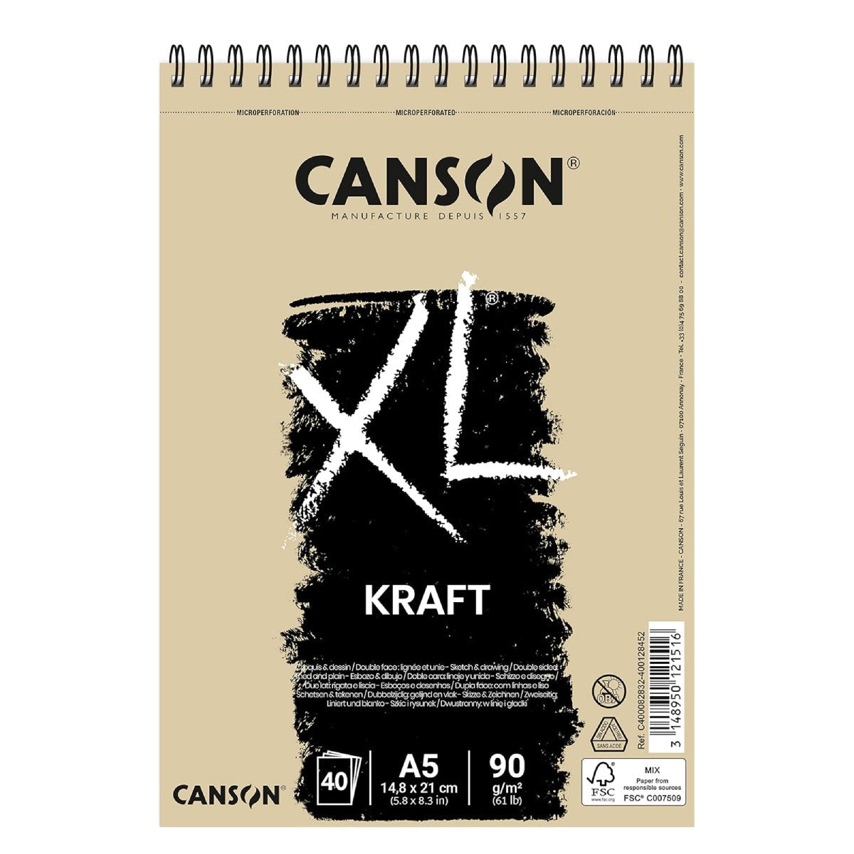 Canson Kraft XL A5 Size 40 Pages 90 gsm || كراسة رسم كانسون كرافت اكس ال حجم اي فايف ٤٠ ورقة ٩٠ جرام
