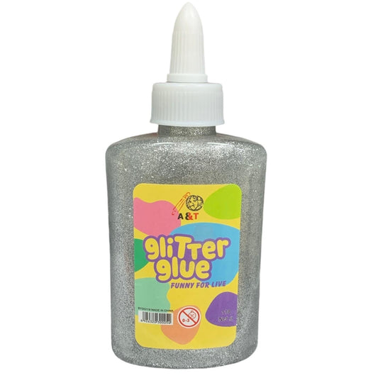 A&T Glitter Glue 118g Silver || صمغ قلتر اي اند تي ١١٨ جرام لون فضي