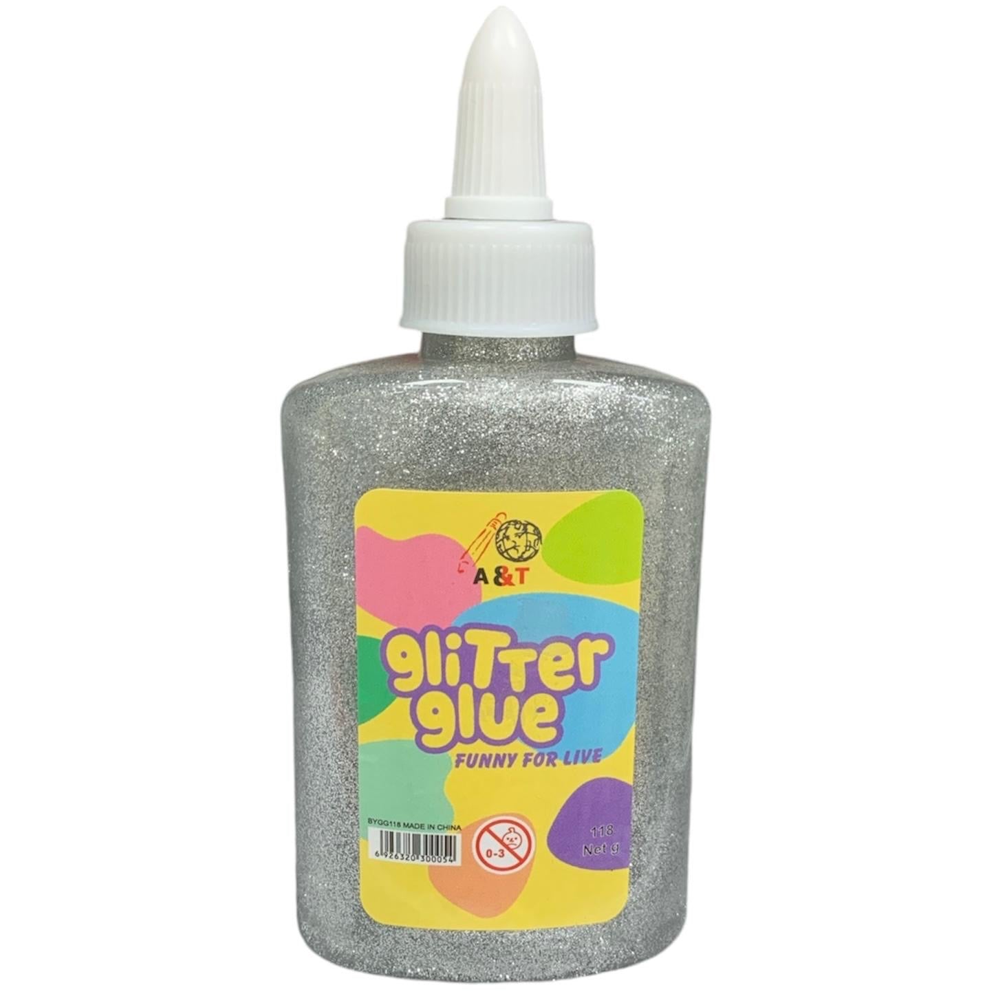 A&T Glitter Glue 118g Silver || صمغ قلتر اي اند تي ١١٨ جرام لون فضي
