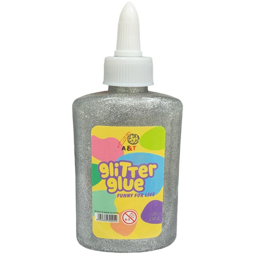 A&T Glitter Glue 118g Silver 	صمغ قلتر اي اند تي ١١٨ جرام لون فضي