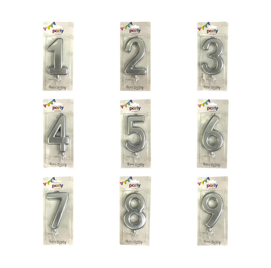 Birthday Candles Silver Color from 0-9 || شموع اعياد ميلاد لون فضي من ٠-٩