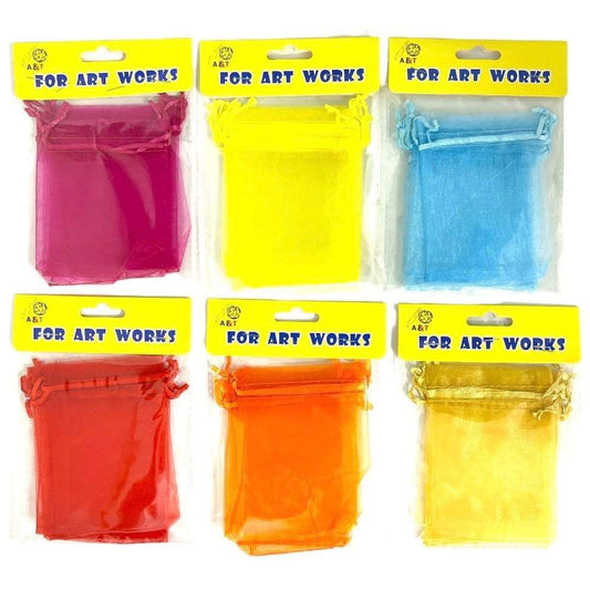 Organza Packs 12 x 9 cm Assorted Colors || اكياس شفافة اورجانزا مقاس ١٢*٩ سم الوان مختلفة