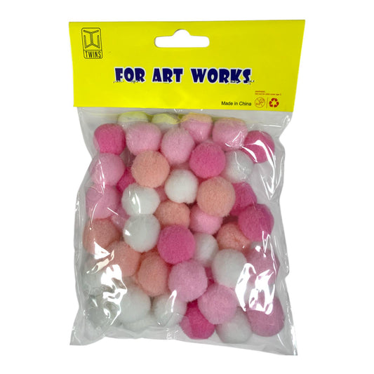 Pink & White Pom Poms Cotton Balls for Crafts || قطن بوم بوم لون ابيض و وردي اشغال يدوية