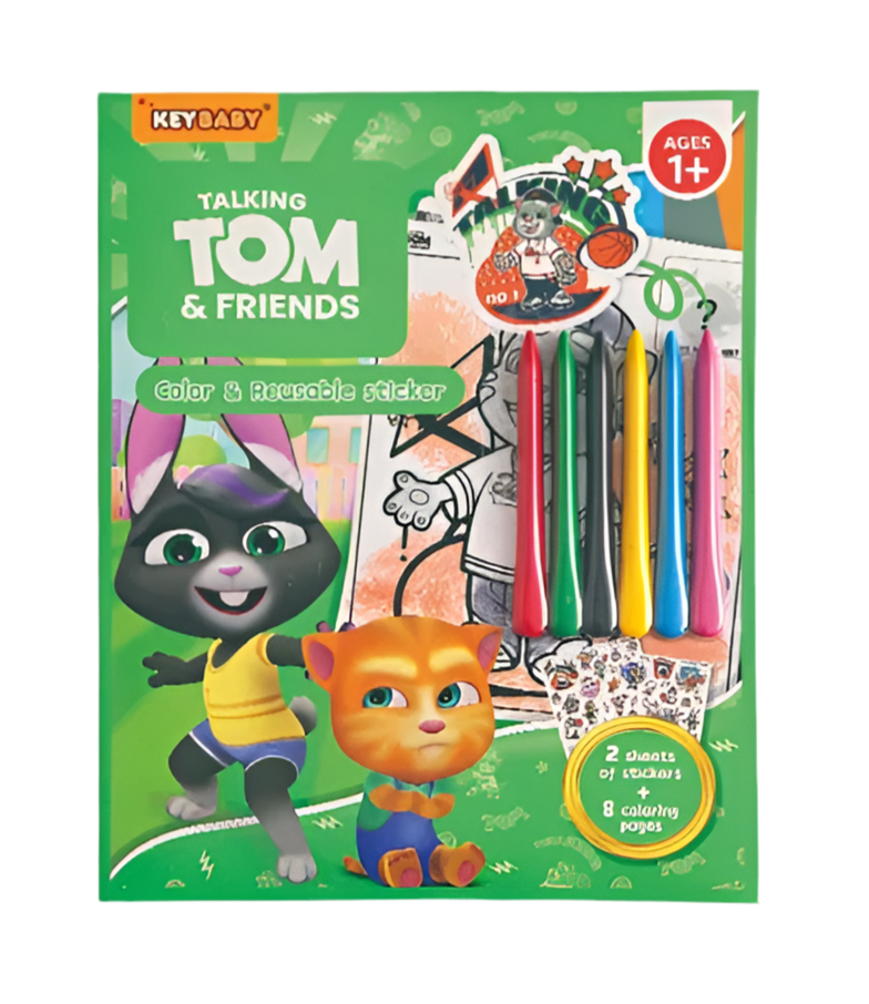 Keybaby Talking Tom and Friends Color and Reusable Sticker || دفتر تلوين و ستيكرات توم القط