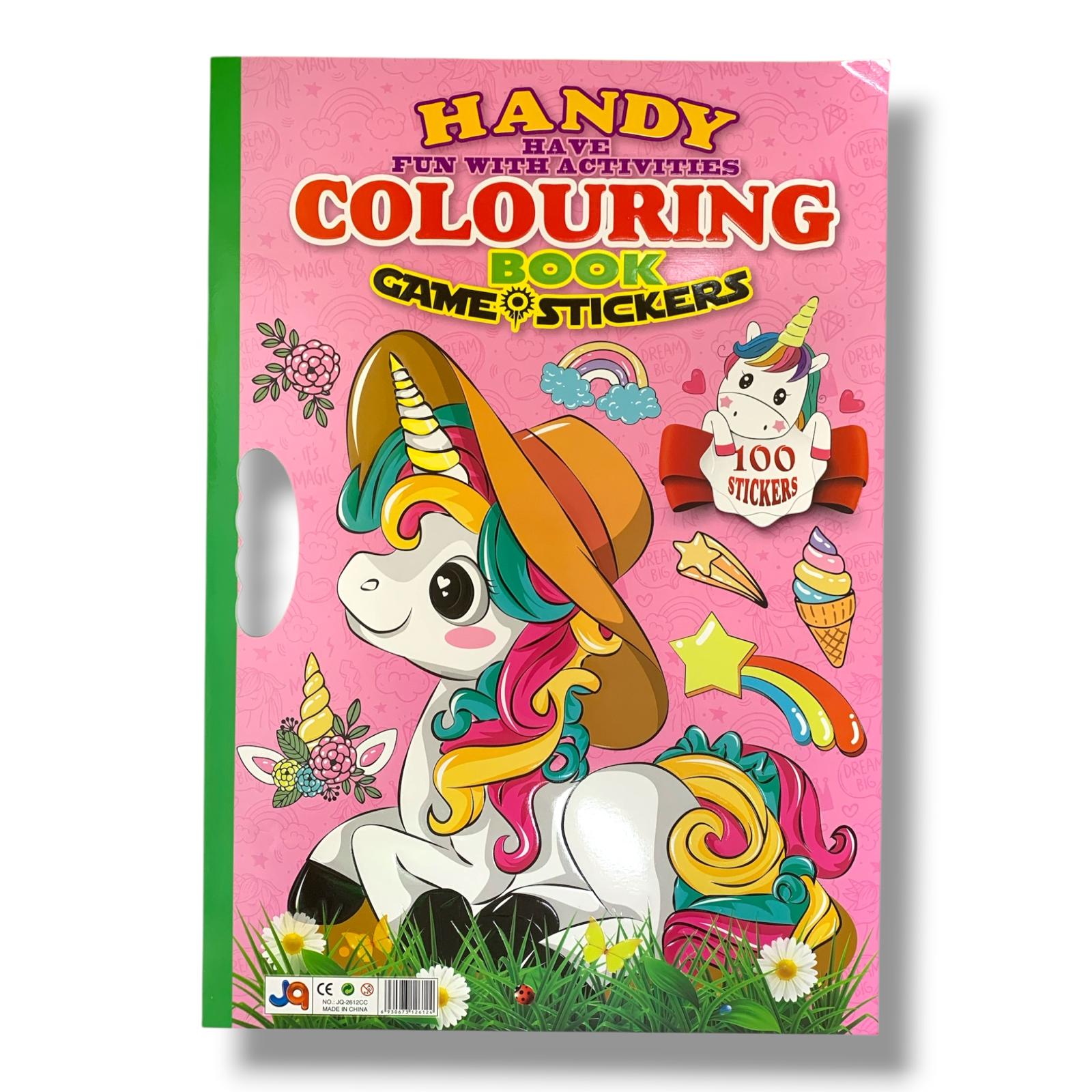 Coloring Book Game 100 Stickers Large Size unicorn || دفتر تلوين مع 100 ستيكر جامبو يونيكورن