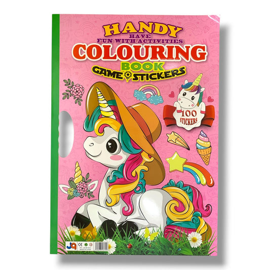 Coloring Book Game 100 Stickers Large Size unicorn || دفتر تلوين مع 100 ستيكر جامبو يونيكورن