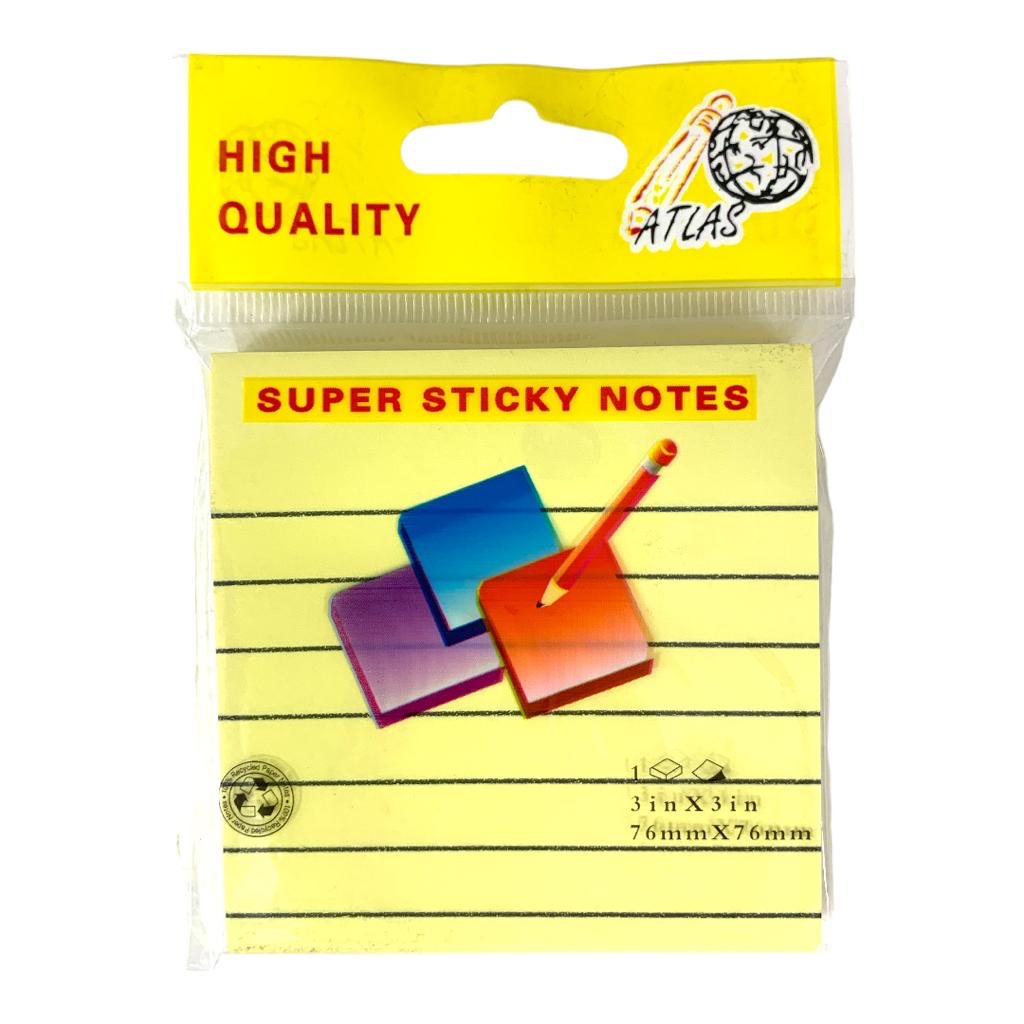 A&T Yellow Lined Super Sticky Notes || ورق ملاحظات اي اند تي لون اصفر