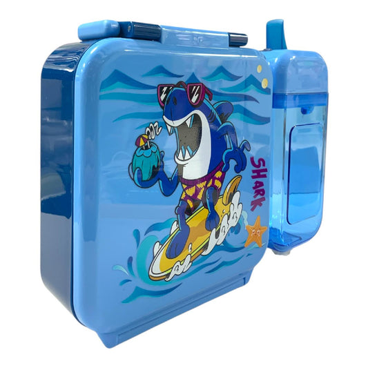 Kids' Surf Shark Lunchbox & Water Bottle Set || مجموعة حقيبة غداء وزجاجة ماء للأطفال بتصميم سمكة القرش للسيرفرية