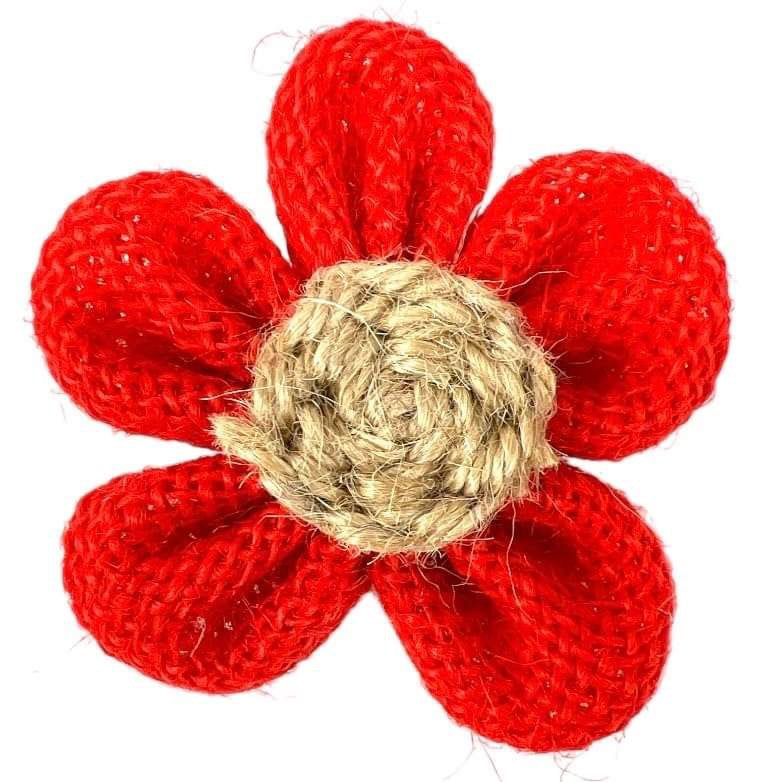Burlap Flower Red Color || وردة اشغال يدوية خيش لون احمر