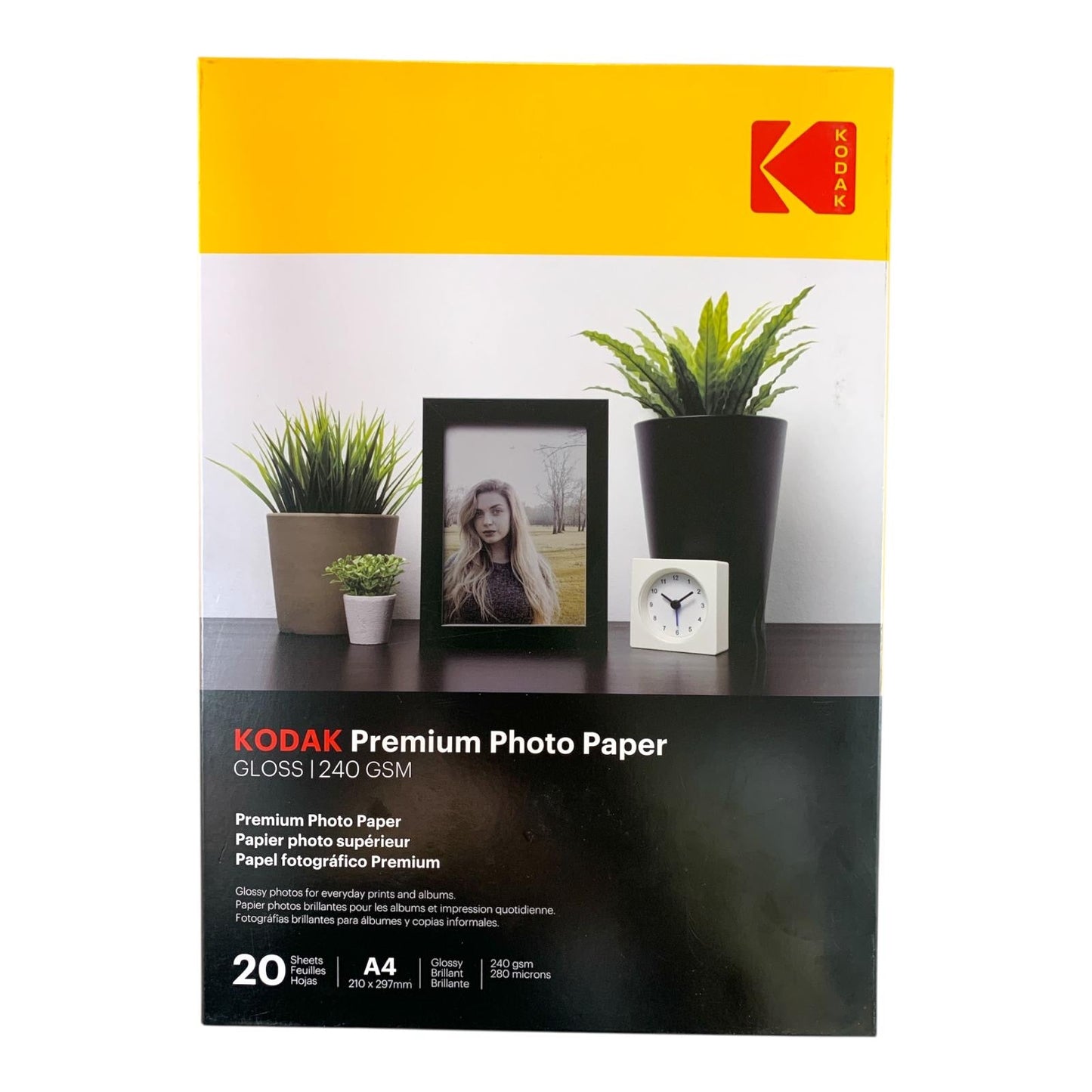 Kodak Premium Photo Paper 240 GSM Glossy 20 Pcs A4 || باكيت ورق صور جلوسي لامع كوداك ٢٤٠ جرام ٢٠ ورقة حجم اي فور