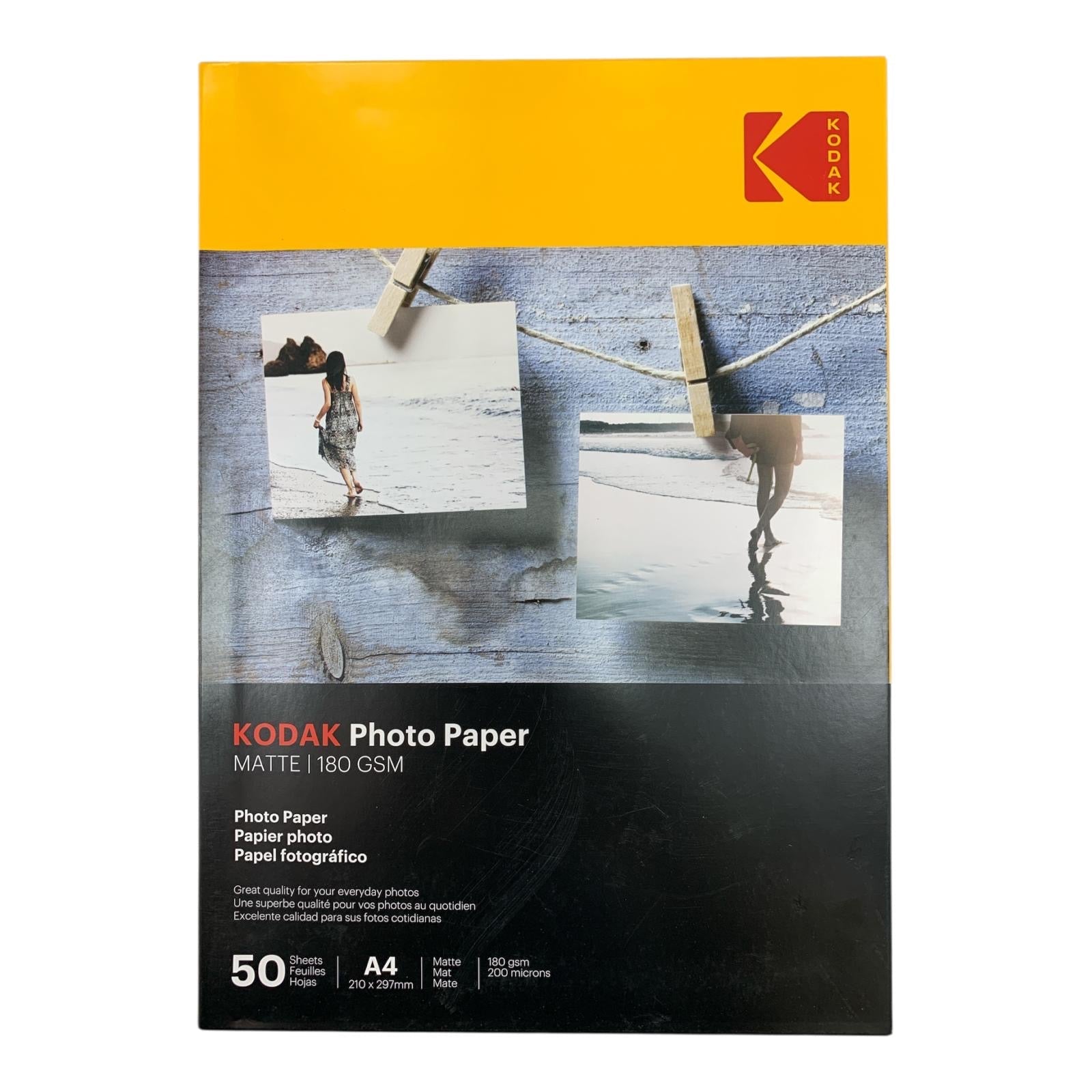 Kodak Photo Paper 180 GSM Matt 50 Pcs A4 || باكيت ورق صور مطفي كوداك ١٨٠ جرام ٥٠ ورقة حجم اي فور