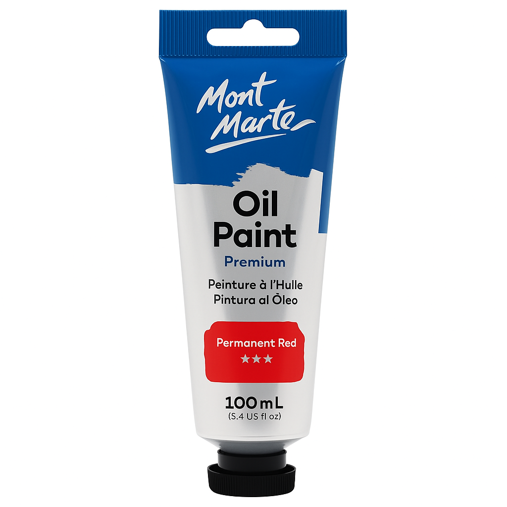 Mont Marte Premium Oil Paint 100 ml Permanent Red || الوان زيتية مونت مارت ١٠٠ مل لون احمر