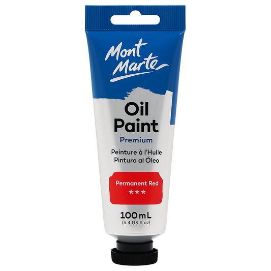 Mont Marte Premium Oil Paint 100 ml Permanent Red || الوان زيتية مونت مارت ١٠٠ مل لون احمر