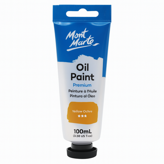 Mont Marte Premium Oil Paint 100 ml Yellow Ochre  || الوان زيتية مونت مارت ١٠٠ مل لون اصفر اوكر