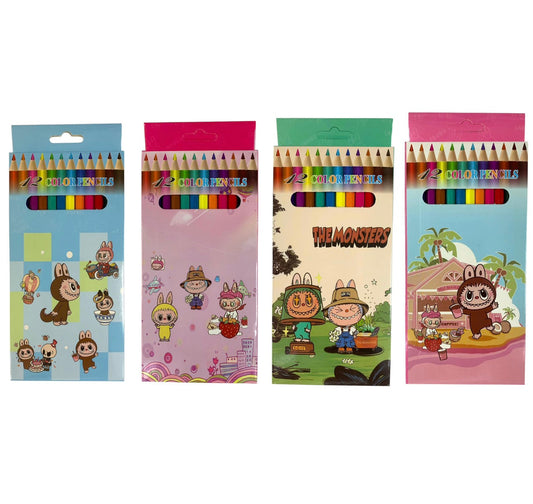 Labubu Colored Pencil Pack 12 Colors Assorted Models || الوان خشبية لابوبو ١٢ لون موديلات متنوعة