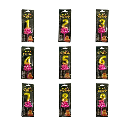 Birthday Candles Golden Color from 0-9 || شموع اعياد ميلاد لون ذهبي من ٠-٩